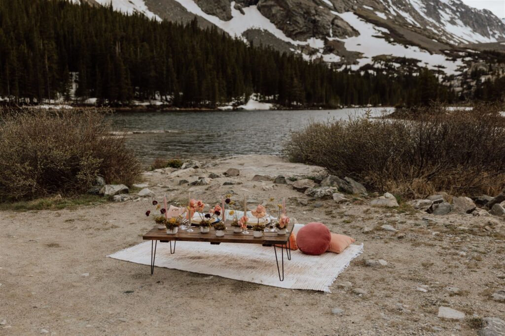 Elopement picnic setup 