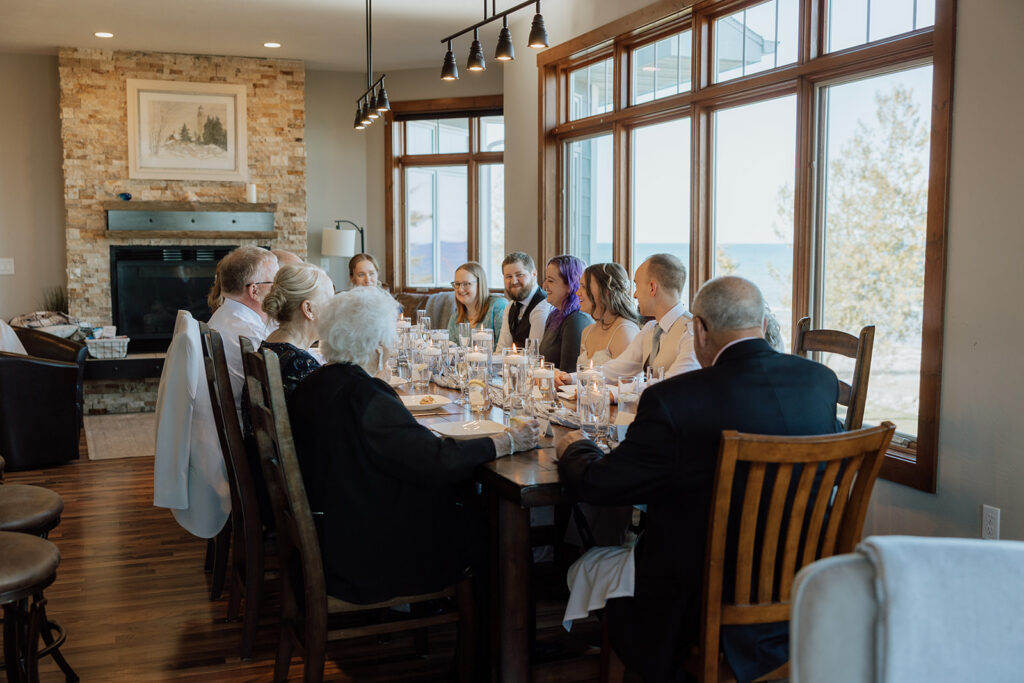 small wedding dinner in a Wisconsin vrbo

